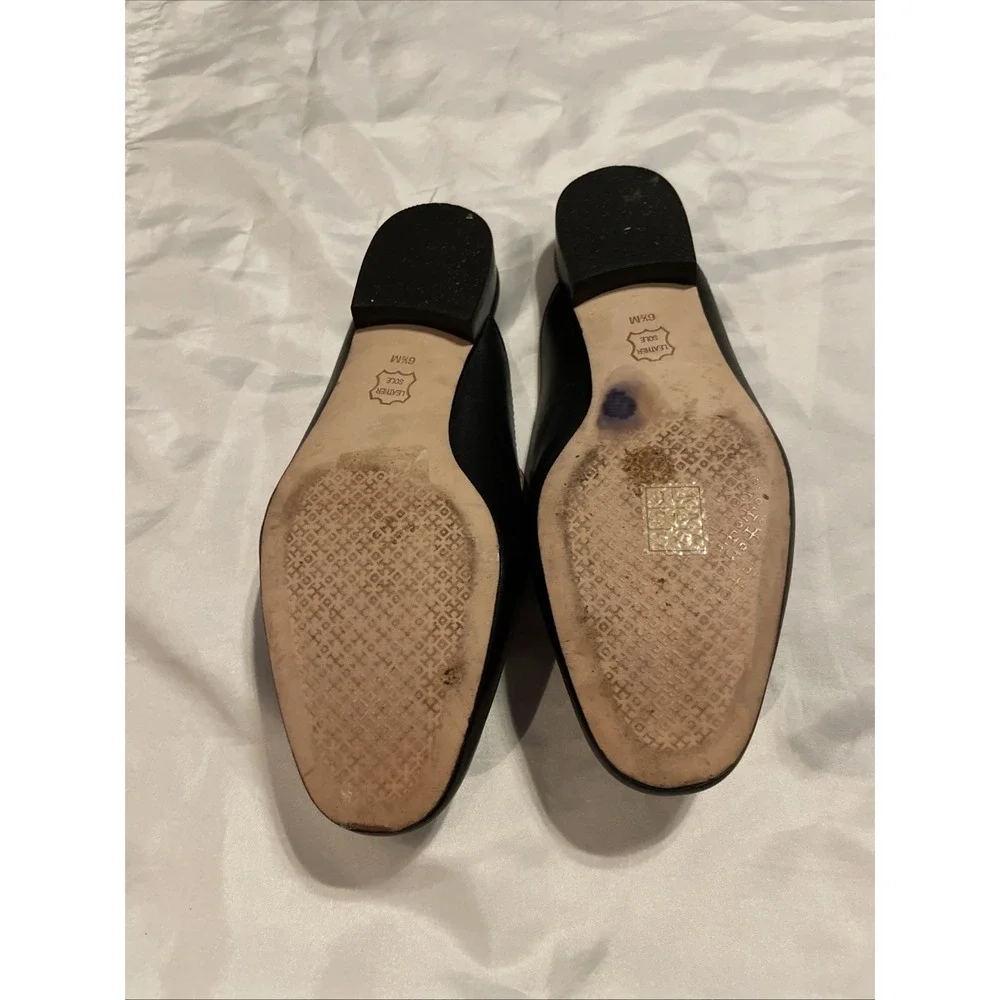 TORY BURCH Black Leather Slip-On Loafer Mules US 6.5
